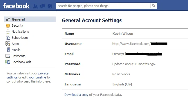 Facebook Account Settings