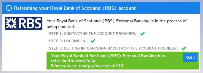 'Please click OK' next to a single button which reads 'Got It'