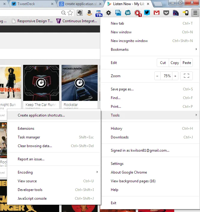 Create application shortcut